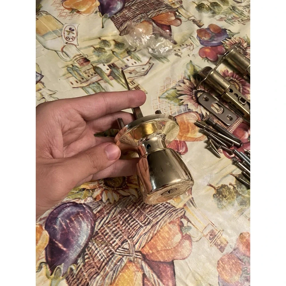 Assortment of Brass plated Door Knobs and Handles with Hardware for Interior MCM